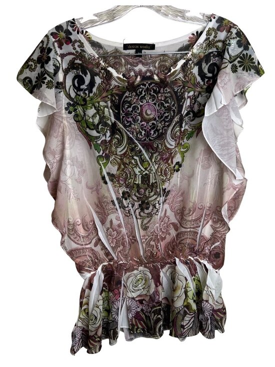 Design Works Tops - Design Works Floral Sheer Top